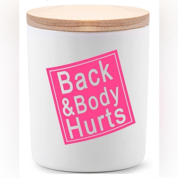 Back & Body Hurts Single Wick White and Pink Candle - Picture 1 of 4